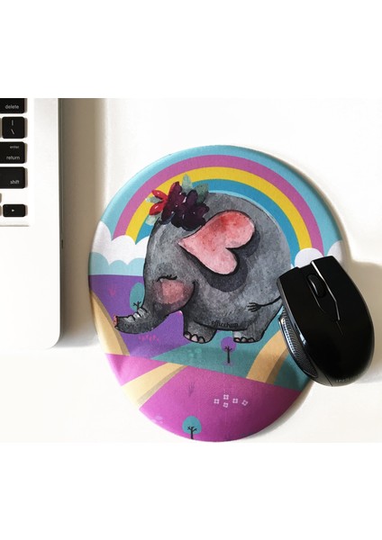 Office Küp 3'lü Ofis Seti Bel Yastığı Kahve Bardağı Mouse Pad Siyah Fil