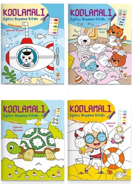 Kodlamalı Eğitici Boyama Seti 4 Kitap