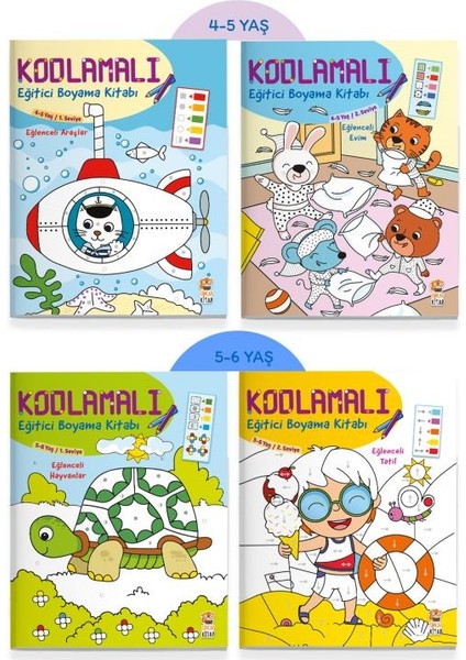 Kodlamalı Eğitici Boyama Seti 4 Kitap
