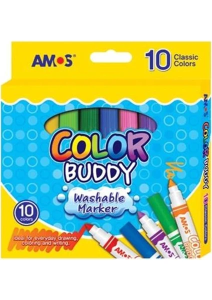 AMOS COLOR BUDDY JUMBO KEÇELİ KALEM 10 RENK