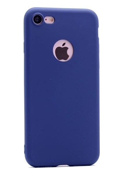 Apple iPhone 7 Kılıf Ultra İnce Mat Silikon - Lacivert + 360 Full Body Ekran Koruma (Ön-Arka)