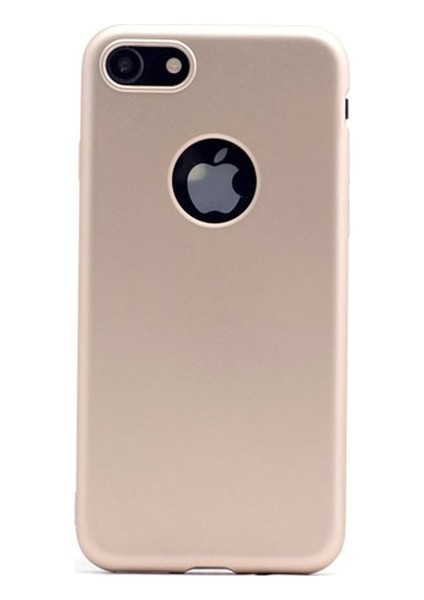 Apple iPhone 8 Kılıf Ultra İnce Mat Silikon - Gold + 360 Full Body Ekran Koruma (Ön-Arka)