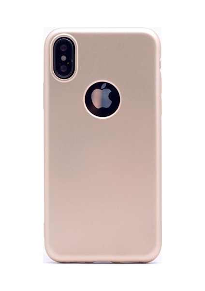 Apple iPhone X Ultra İnce Mat Silikon - Gold + Nano Ekran Koruyucu