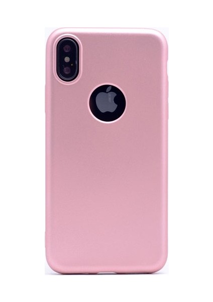 Apple iPhone X Ultra İnce Mat Silikon - Rose + Tam Kaplayan 6D Nano Ekran Koruyucu