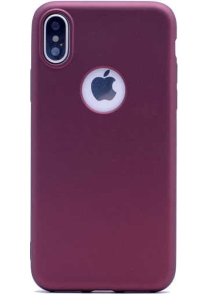 Apple iPhone Xs Mat Premium Silikon Kılıf - Bordo + Cam Ekran Koruyucu