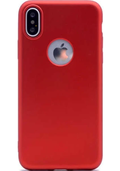 Tekno Grup Apple iPhone Xs Max Mat Premium Silikon Kılıf - Kırmızı + Cam Ekran Koruyucu