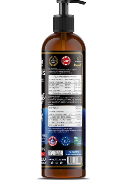 Mutamin Organics Norveç Somon Balık Yağı 400 ml