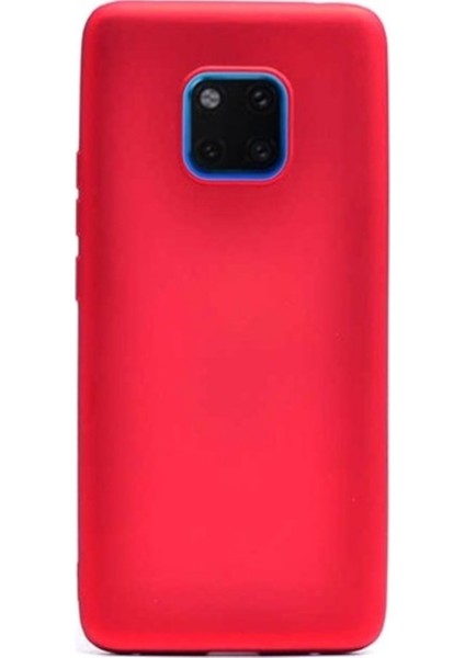 Huawei Mate 20 Pro Mat Premium Silikon Kılıf - Kırmızı + 360 Full Body Ekran Koruma (Ön-Arka)