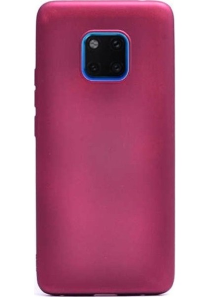 Huawei Mate 20 Pro Mat Premium Silikon Kılıf - Bordo + 360 Full Body Ekran Koruma (Ön-Arka)
