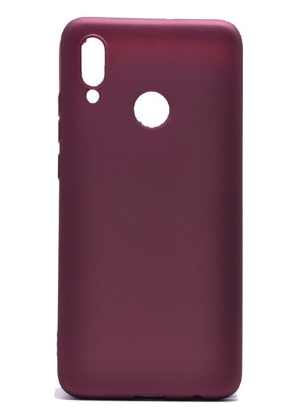 Huawei P Smart 2019 Mat Premium Silikon Kılıf - Bordo + Tam Kaplayan 6D Nano Ekran Koruyucu