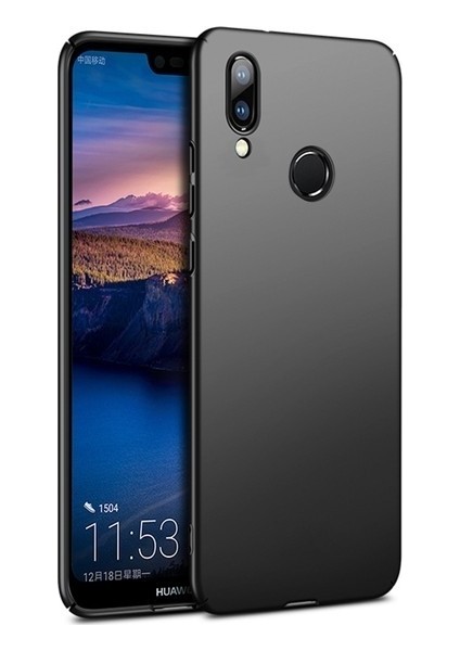 Huawei P20 Lite Mat Premium Silikon Kılıf - Siyah + Cam Ekran Koruyucu