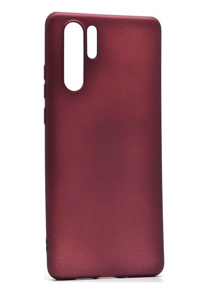 Huawei P30 Pro Kılıf Mat Premium Silikon Kılıf - Bordo + 360 Full Body Ekran Koruma (Ön-Arka)