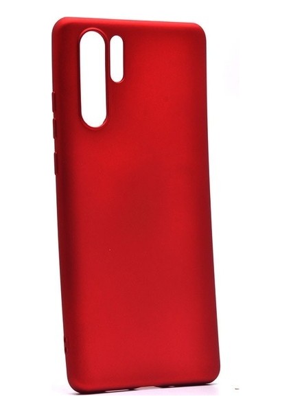 Huawei P30 Pro Kılıf Mat Premium Silikon Kılıf - Kırmızı + Full Body Ekran Koruyucu