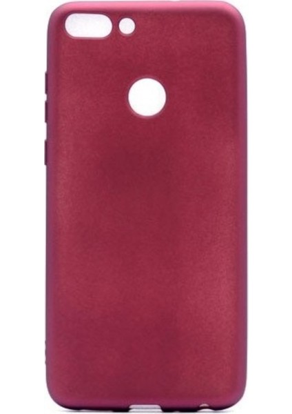Huawei Y7 2018 Mat Premium Silikon Kılıf - Bordo + Cam Ekran Koruyucu