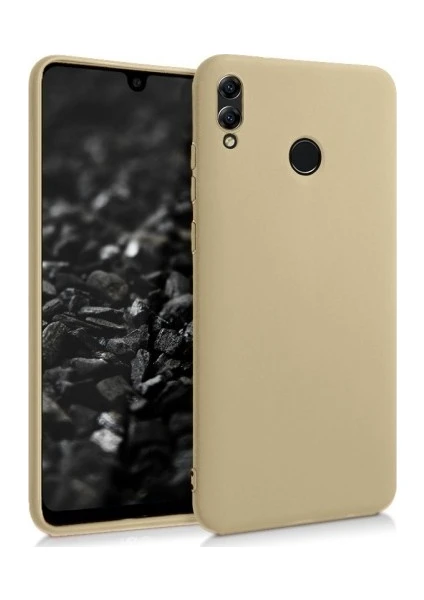 Tekno Grup Huawei Y7 2019 Kılıf Mat Premium Silikon Kılıf - Gold + Cam Ekran Koruyucu