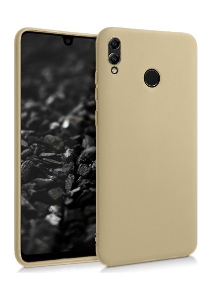 Huawei Y7 2019 Kılıf Mat Premium Silikon Kılıf - Gold + Nano Ekran Koruyucu