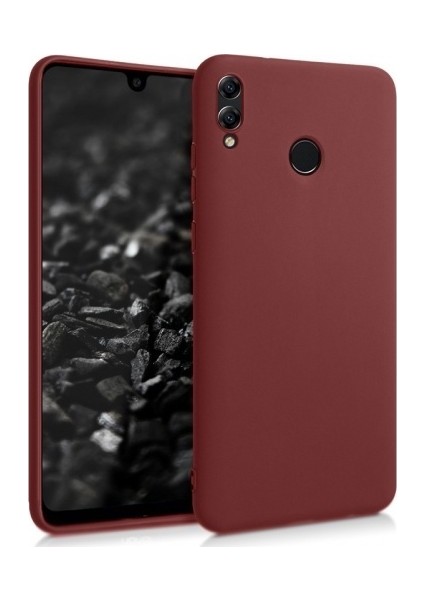 Tekno Grup Huawei Y7 2019 Kılıf Mat Premium Silikon Kılıf - Bordo + Nano Ekran Koruyucu