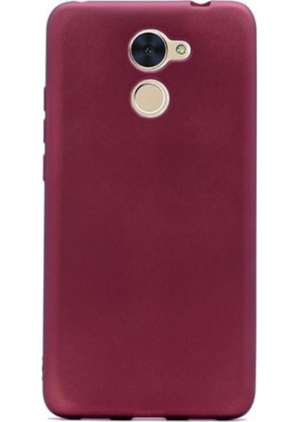 Huawei Y7 Prime Mat Premium Silikon Kılıf - Bordo + Cam Ekran Koruyucu