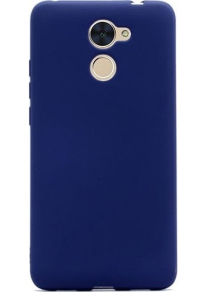 Huawei Y7 Prime Mat Premium Silikon Kılıf - Lacivert + Cam Ekran Koruyucu