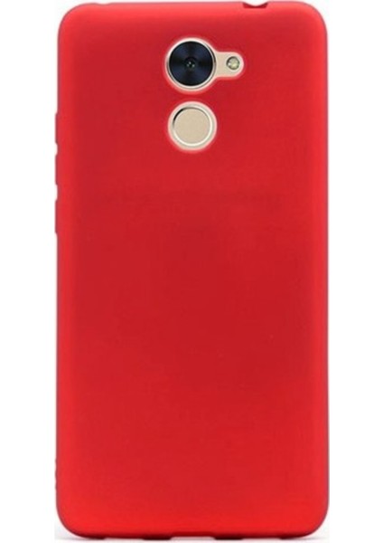 Huawei Y7 Prime Mat Premium Silikon Kılıf - Kırmızı + Nano Ekran Koruyucu