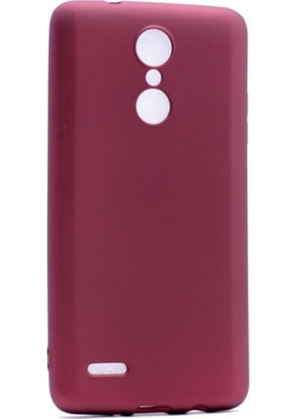 LG K10 2017 Mat Peremium Silikon Kılıf - Bordo + Nano Ekran Koruyucu