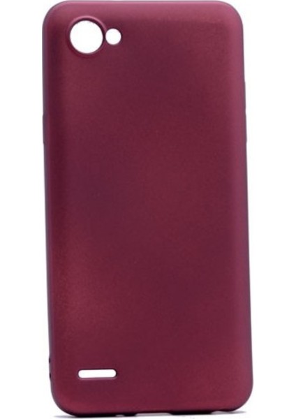LG Q6 Mat Peremium Silikon Kılıf - Bordo + Nano Ekran Koruyucu
