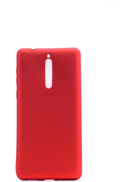 Nokia 8 Mat Premium Silikon Kılıf - Kırmızı + Cam Ekran Koruyucu