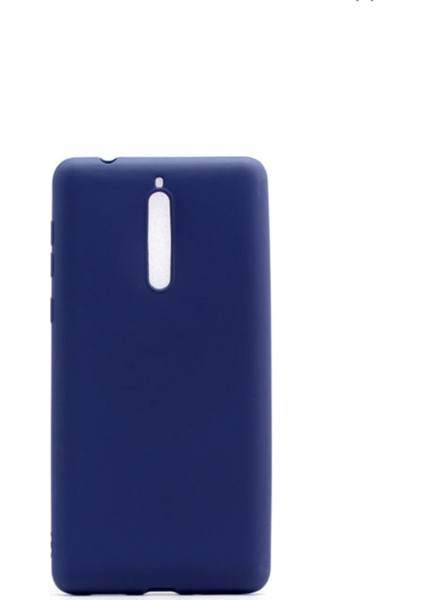 Nokia 8 Mat Premium Silikon Kılıf - Lacivert + Cam Ekran Koruyucu