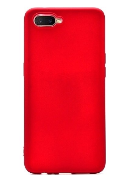Oppo RX17 Neo Kılıf Mat Premium Silikon Kılıf - Kırmızı + Cam Ekran Koruyucu