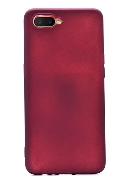 Oppo RX17 Neo Kılıf Mat Premium Silikon Kılıf - Bordo + Cam Ekran Koruyucu