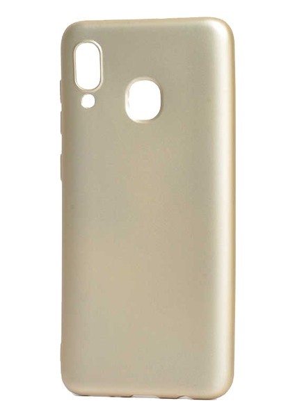 Samsung Galaxy A20E Kılıf Mat Premium Silikon Kılıf - Gold + Cam Ekran Koruyucu