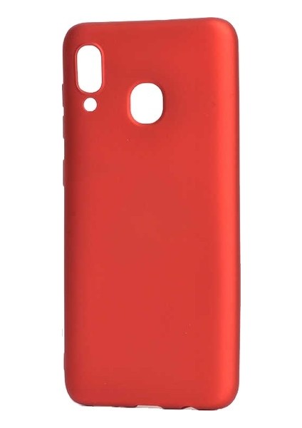 Samsung Galaxy A20E Kılıf Mat Premium Silikon Kılıf - Kırmızı + Cam Ekran Koruyucu
