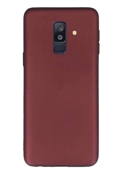 Samsung Galaxy A6 Plus Mat Premium Silikon Kılıf - Bordo + Cam Ekran Koruyucu