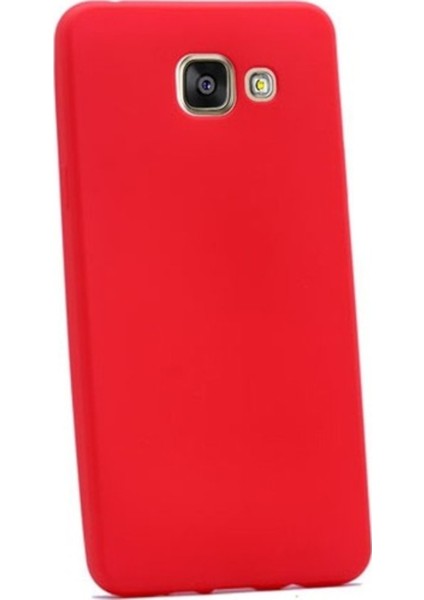 Samsung Galaxy A7 2016 Mat Premium Silikon Kılıf - Kırmızı + Cam Ekran Koruyucu