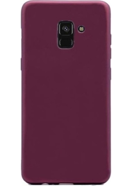 Samsung Galaxy A8 2018 Mat Premium Silikon Kılıf - Bordo + Tam Kaplayan 6D Nano Ekran Koruyucu