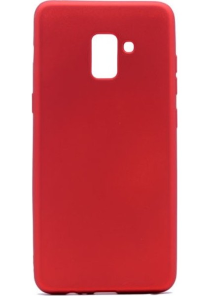 Samsung Galaxy A8 Plus Mat Premium Silikon Kılıf - Kırmızı + Cam Ekran Koruyucu