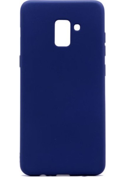 Samsung Galaxy A8 Plus Mat Premium Silikon Kılıf - Lacivert + Cam Ekran Koruyucu
