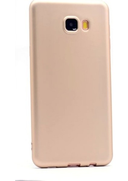 Samsung Galaxy C5 Pro Mat Premium Silikon Kılıf - Gold + Cam Ekran Koruyucu