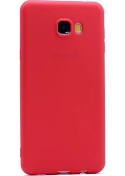 Tekno Grup Samsung Galaxy C7 Mat Premium Silikon Kılıf - Kırmızı