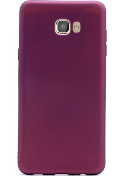 Samsung Galaxy C7 Pro Mat Premium Silikon Kılıf - Bordo + Cam Ekran Koruyucu