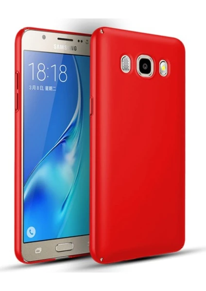 Tekno Grup Samsung Galaxy J5 2016 Mat Premium Silikon Kılıf - Kırmızı + Cam Ekran Koruyucu