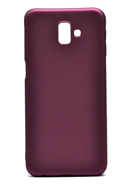 Samsung Galaxy J6 Mat Premium Silikon Kılıf - Bordo + Cam Ekran Koruyucu