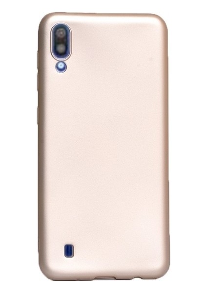 Samsung Galaxy M10 Mat Premium Silikon Kılıf - Gold + Tam Kaplayan 6D Nano Ekran Koruyucu