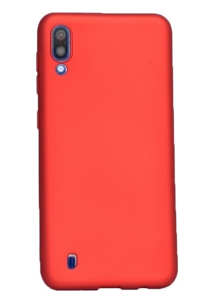 Samsung Galaxy M10 Mat Premium Silikon Kılıf - Kırmızı + Tam Kaplayan 6D Nano Ekran Koruyucu