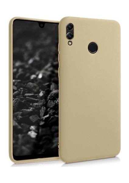 Samsung Galaxy M20 Mat Premium Silikon Kılıf - Gold + Tam Kaplayan 6D Nano Ekran Koruyucu
