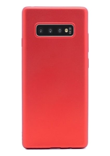Samsung Galaxy S10 Mat Premium Silikon Kılıf - Kırmızı + Tam Kaplayan 6D Nano Ekran Koruyucu