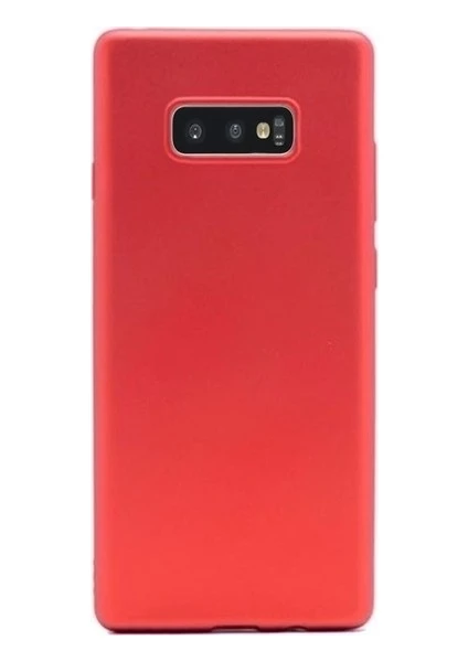 Tekno Grup Samsung Galaxy S10E Mat Premium Silikon Kılıf - Kırmızı + Cam Ekran Koruyucu