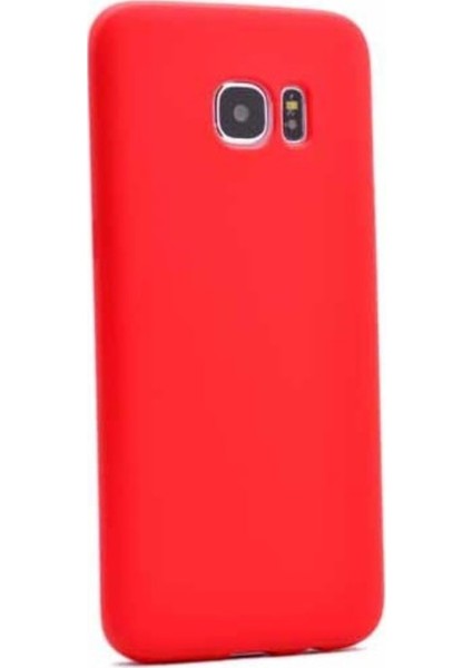 Samsung Galaxy S7 Edge Mat Premium Silikon Kılıf - Kırmızı + Cam Ekran Koruyucu