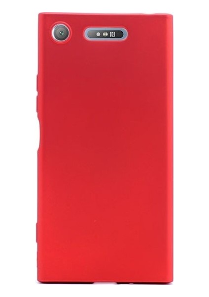 Sony Xperia XZ1 Kılıf Mat Premium Silikon Kılıf - Kırmızı + Nano Ekran Koruyucu