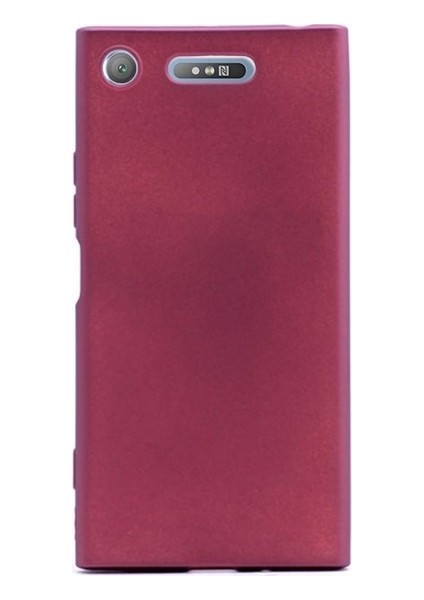 Sony Xperia XZ1 Kılıf Mat Premium Silikon Kılıf - Bordo + Nano Ekran Koruyucu